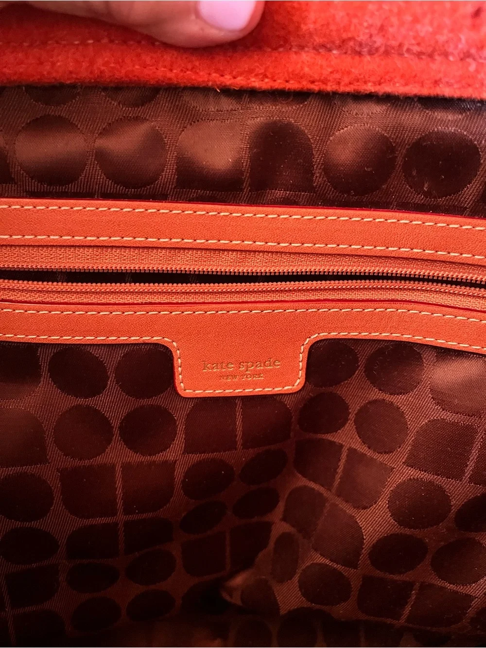 kate spade Felt Colorblock Tote in Fuchsia, Brown & Orange with Tan Trim